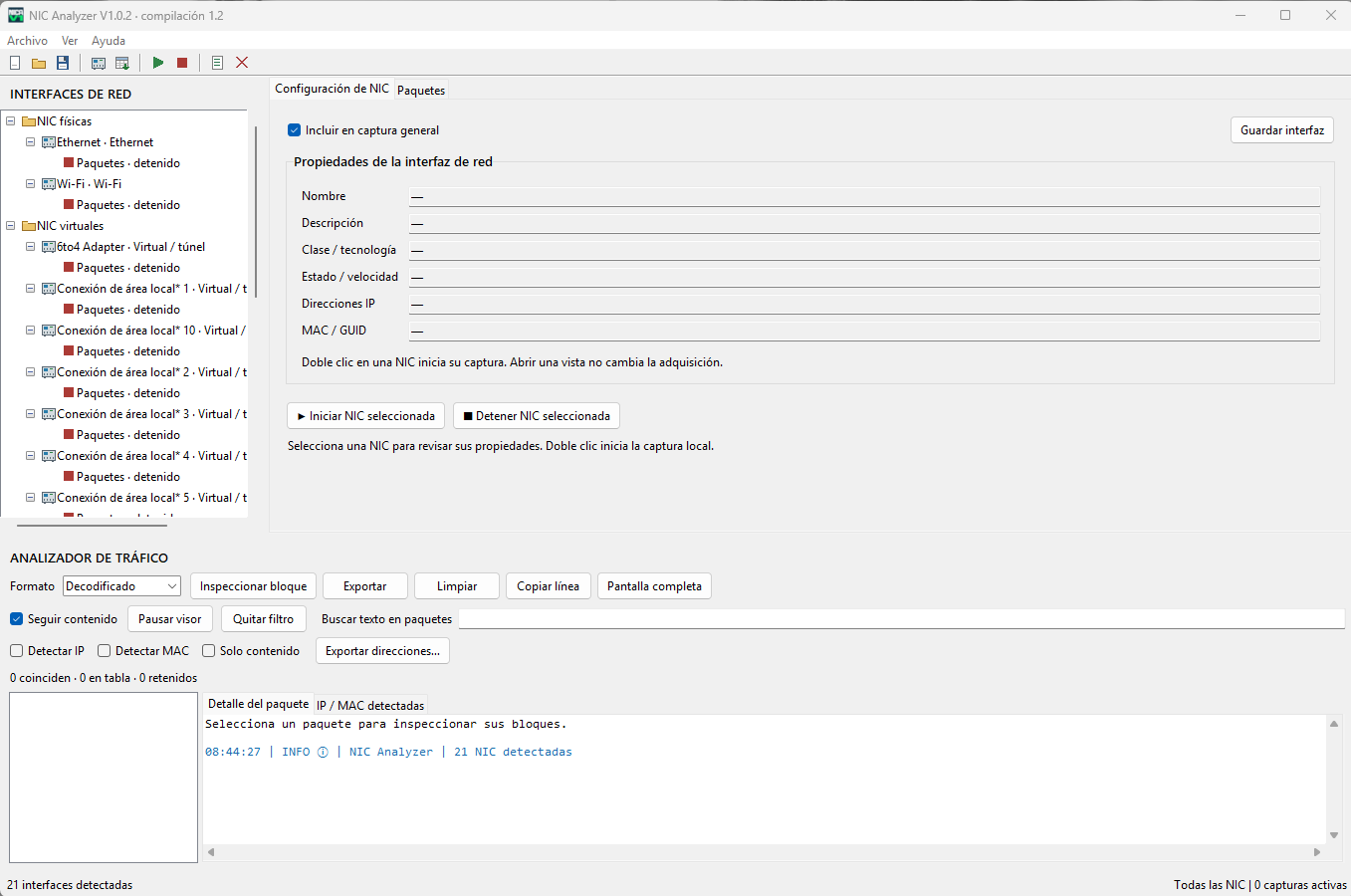 NIC Analyzer — Screenshots 1