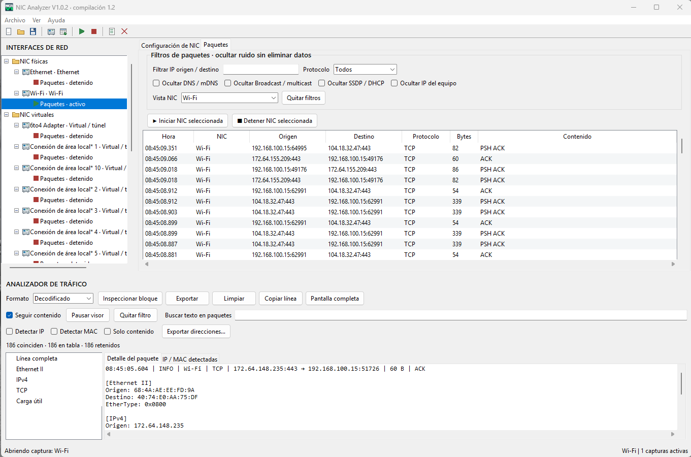 NIC Analyzer — Screenshots 2